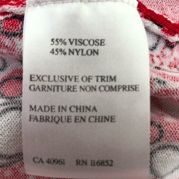 Beta's Choice Red/White Beaded Front 3/4-sleeve Top S - Picture 6 of 7